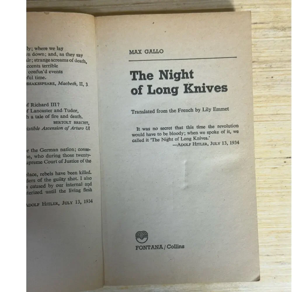 The Night of Long Knives by Max Gallo 1974 Paperback